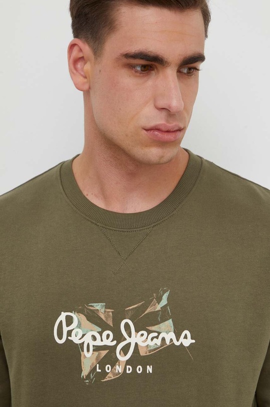 Pepe Jeans hanorac de bumbac Roswell verde PM582571