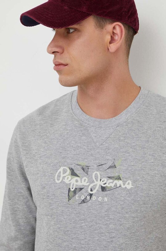 Pepe Jeans hanorac de bumbac Roswell gri PM582571