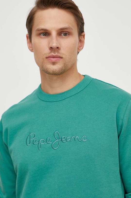 Pepe Jeans bluza bawełniana Joe Crew zielony PM582574