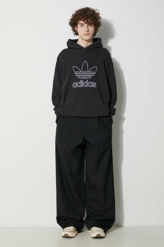adidas Originals hanorac de bumbac Trefoil Hoodie IU2373 negru SS24