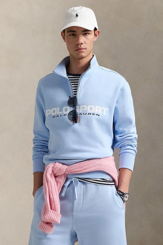 Mikina Polo Ralph Lauren bez kapuce modrá 710835766