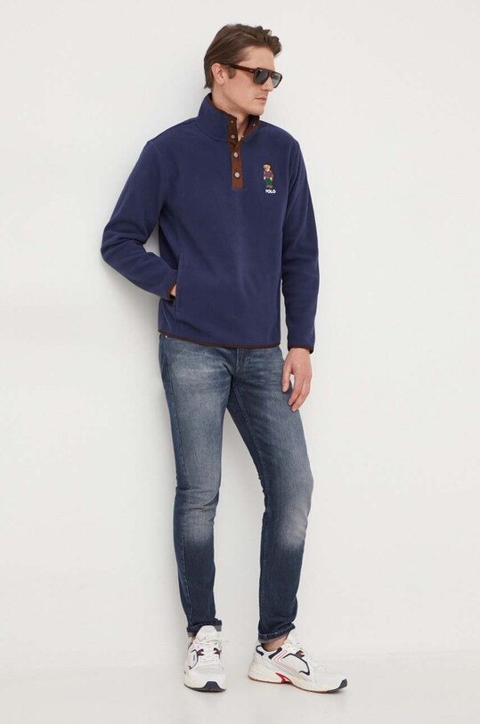 Polo Ralph Lauren felpa in pile 710930549 blu navy AW24