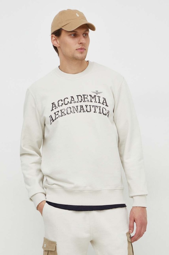 Aeronautica Militare bluza bawełniana nadruk beżowy FE1861F511