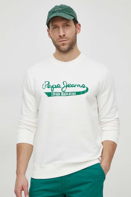 Pepe Jeans hanorac de bumbac print alb PM582670