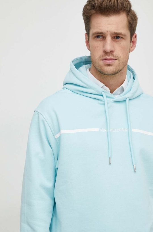 Armani Exchange bluza bawełniana z kapturem niebieski 3DZMLF.ZJ4XZ
