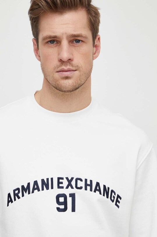 Armani Exchange hanorac de bumbac alb 3DZMLK.ZJ4XZ