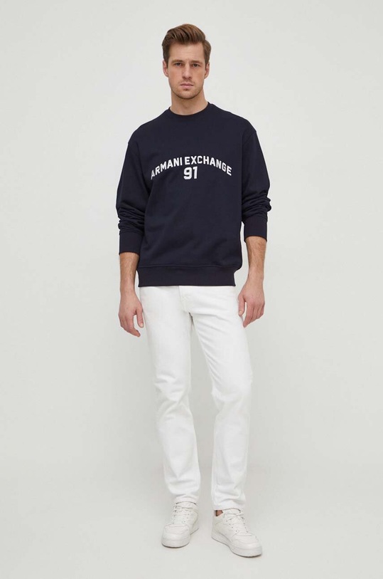 Pamučna dukserica Armani Exchange 3DZMLK.ZJ4XZ mornarsko plava SS24