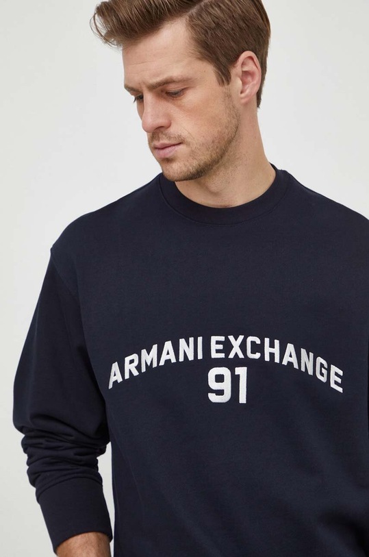 Pamučna dukserica Armani Exchange mornarsko plava 3DZMLK.ZJ4XZ