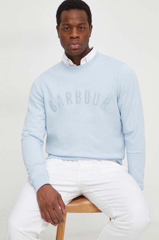 Barbour bluza bawełniana aplikacja niebieski MOL0483