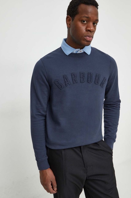 Хлопковая кофта Barbour без капюшона тёмно-синий MOL0483