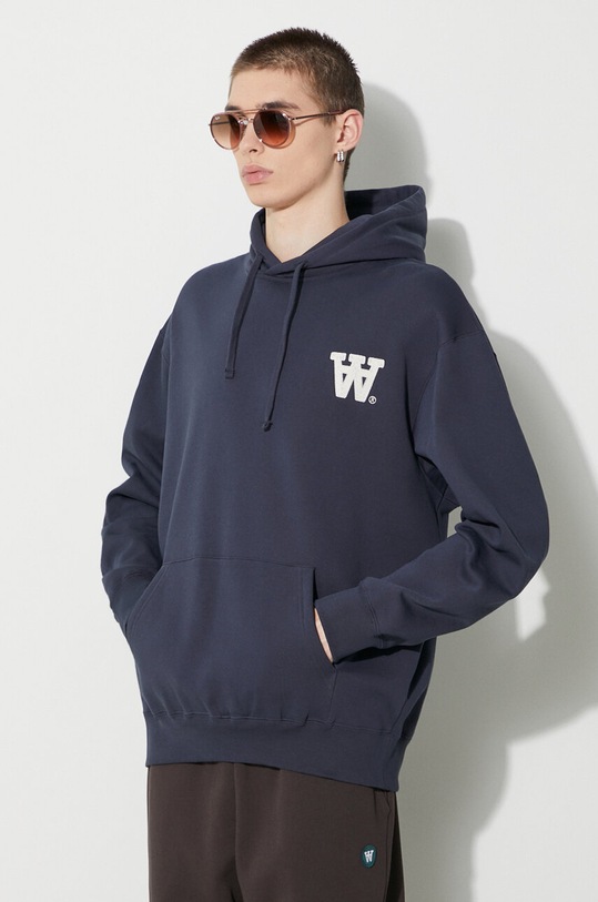 Wood Wood cotton sweatshirt Cass AA Moss Embroidery Hoodie navy 10285606.2424