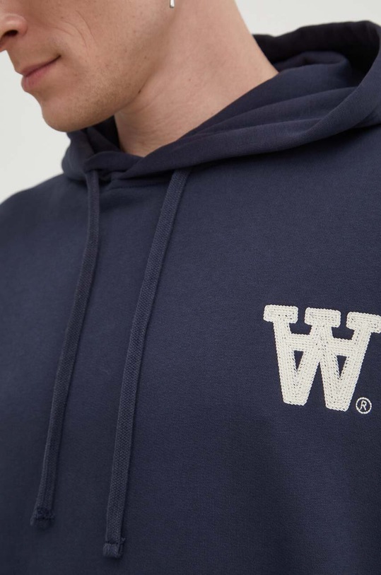 Wood Wood bluza bawełniana Cass AA Moss Embroidery Hoodie 10285606.2424 granatowy