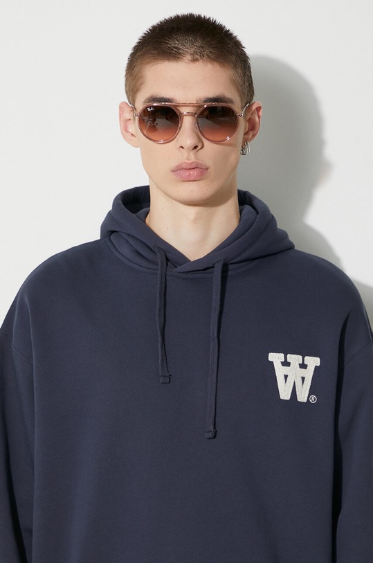 Wood Wood cotton sweatshirt Cass AA Moss Embroidery Hoodie 10285606.2424 navy