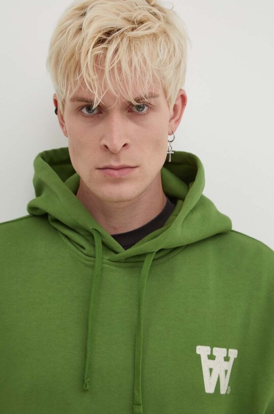 Хлопковая кофта Wood Wood Cass AA Moss Embroidery Hoodie 10285606.2424 зелёный