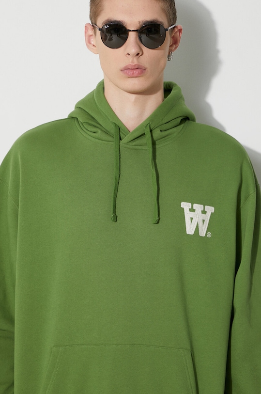 Бавовняна кофта Wood Wood Cass AA Moss Embroidery Hoodie 10285606.2424 зелений