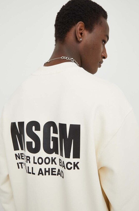 MSGM bluza bawełniana nadruk beżowy 3640MM129.247001