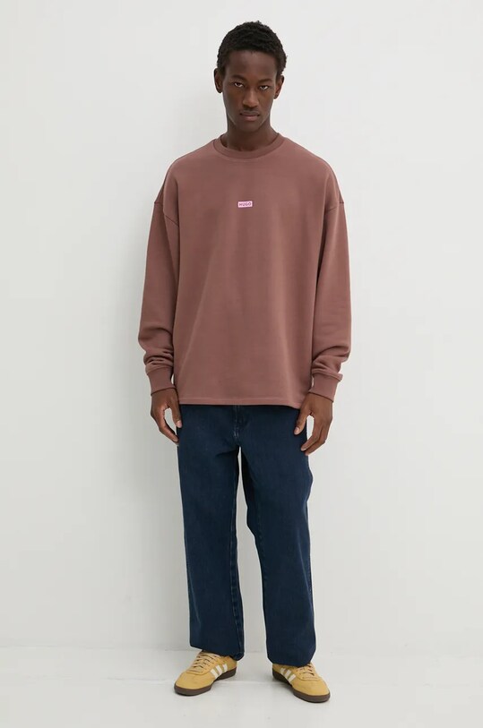 Ρούχα Βαμβακερή μπλούζα Hugo Blue 50510732 καφέ