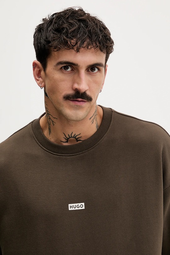Хлопковая кофта Hugo Blue коричневый 50510732