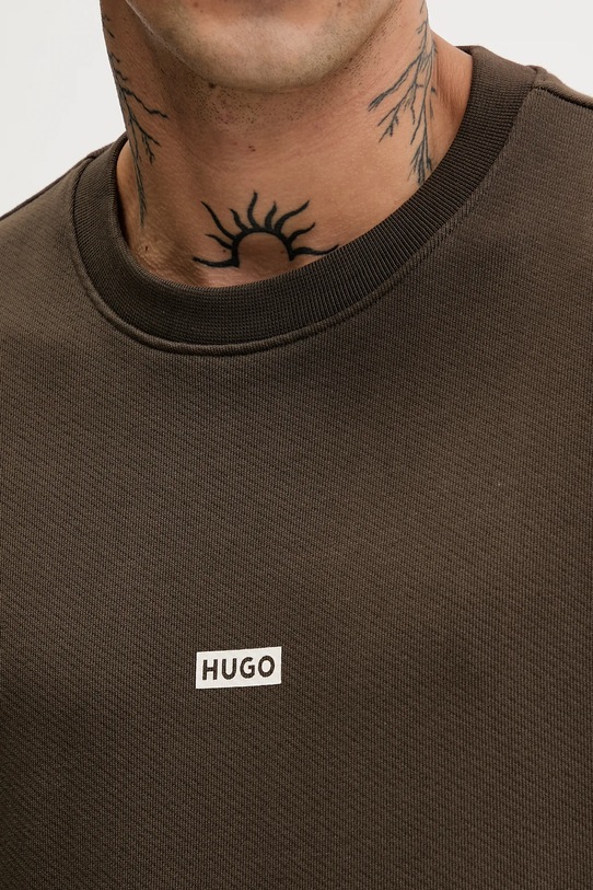 Хлопковая кофта Hugo Blue 50510732 коричневый