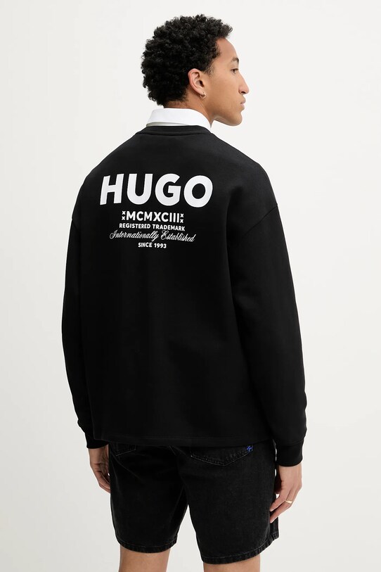 Hugo Blue hanorac de bumbac print negru 50510732