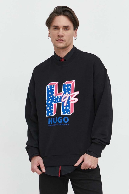 HUGO Blue bluza bawełniana nadruk czarny 50513437