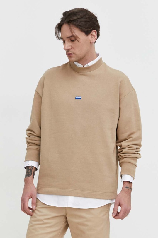 HUGO Blue bluza bawełniana bawełna beżowy 50522359
