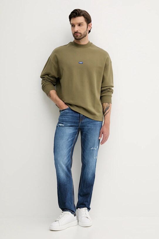 Hugo Blue felpa in cotone 50522359 verde SS25