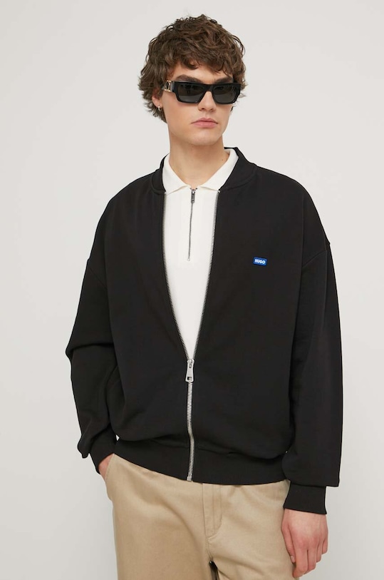 Βαμβακερή μπλούζα Hugo Blue βαμβάκι μαύρο 50522366