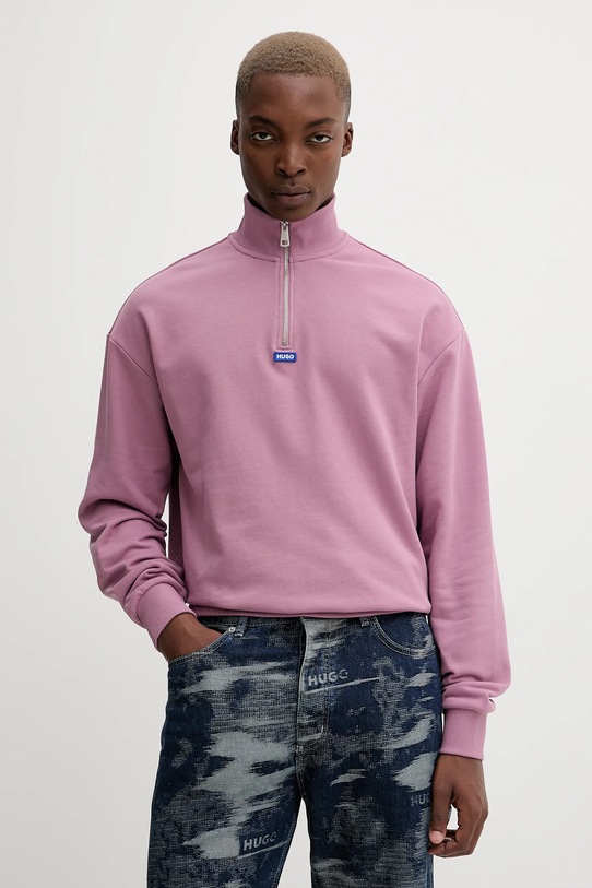 Hugo Blue bluza bawełniana różowy 50522367