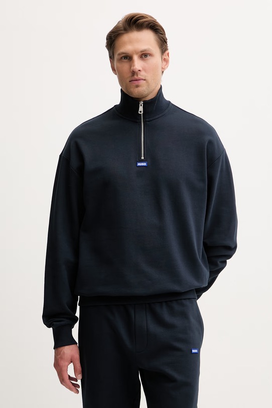HUGO Blue μπλούζα ανδρική βαμβακερή Neeler σκούρο μπλε 50522367