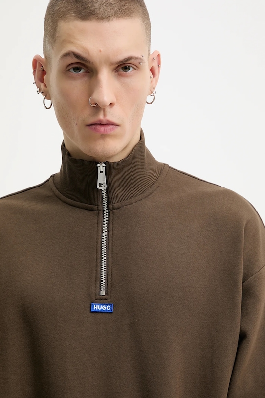 Хлопковая кофта Hugo Blue коричневый 50522367