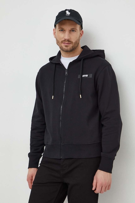 Bavlněná mikina Versace Jeans Couture s kapucí černá 76GAIE05.CF00E