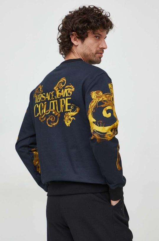 Pamučna dukserica Versace Jeans Couture pamuk mornarsko plava 76GAI3RW.FS141