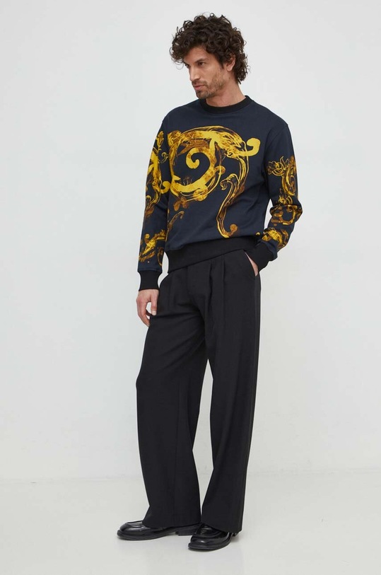 Pamučna dukserica Versace Jeans Couture 76GAI3RW.FS141 mornarsko plava SS24