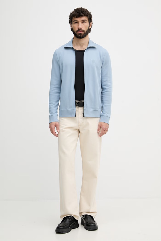 BOSS Orange суичър с цип мъжки от памук Zestart 50511709 син SS26