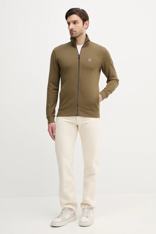 BOSS Orange hanorac de bumbac 50511709 verde SS25