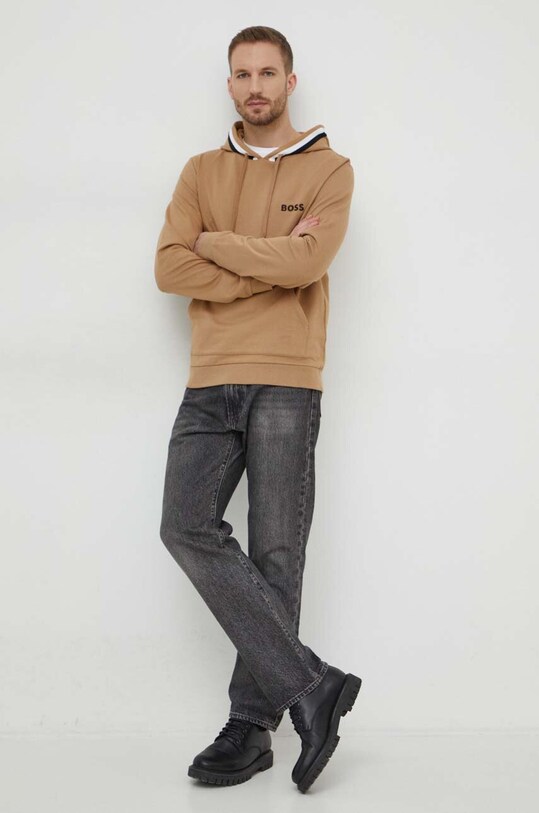 BOSS Orange longsleeve din bumbac 50512111 alb SS25