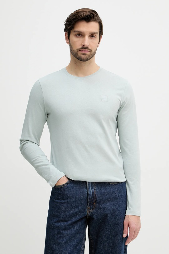 BOSS Orange longsleeve bawełniany turkusowy 50512111
