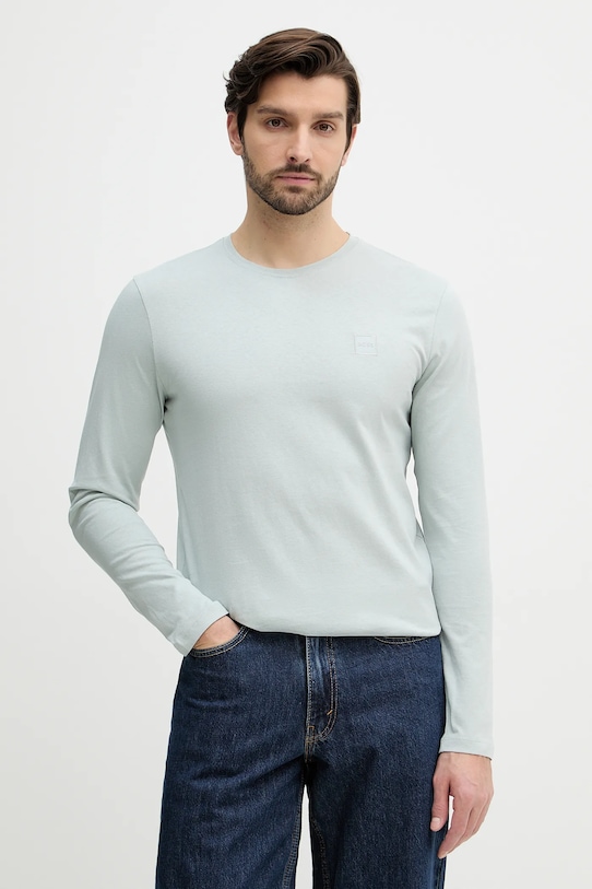 BOSS Orange longsleeve bawełniany turkusowy 50512111