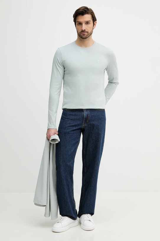 BOSS Orange longsleeve bawełniany 50512111 turkusowy SS26