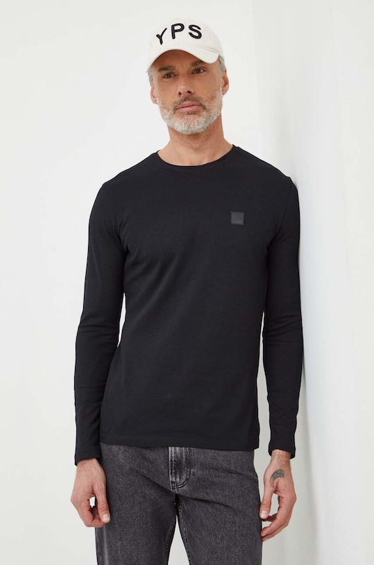 BOSS Orange longsleeve din bumbac Tacks imprimeu negru 50512111