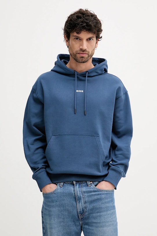 Bavlněná mikina BOSS Orange modrá 50514530