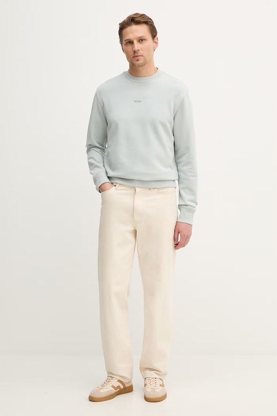 Βαμβακερή μπλούζα BOSS Orange WeSmallcrew 50514541 γκρί AW25