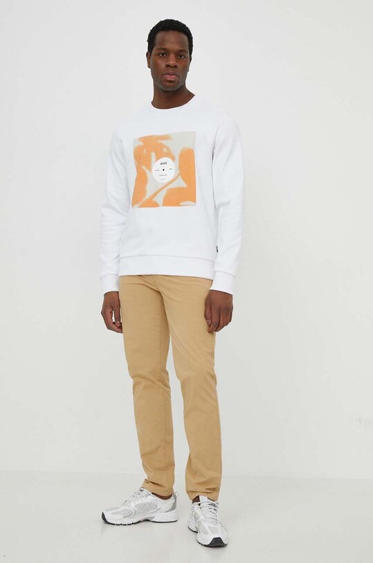 BOSS hanorac de bumbac 50514449 alb SS24