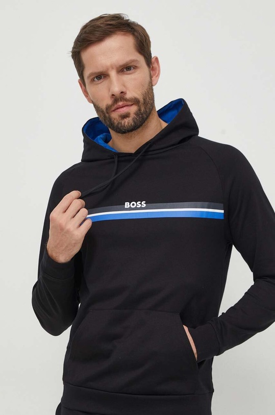 BOSS bluza bawełniana lounge nadruk czarny 50515139