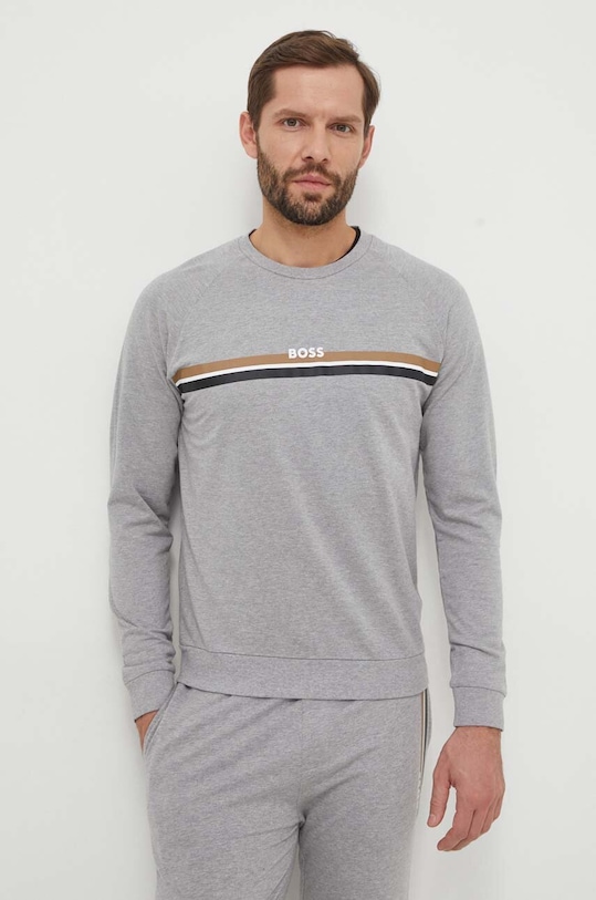 BOSS pamut hosszúujjú pamut szürke 50515159