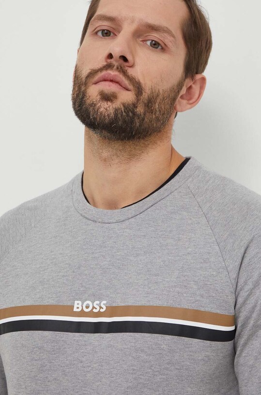 Одежда Хлопковый лонгслив BOSS 50515159 серый