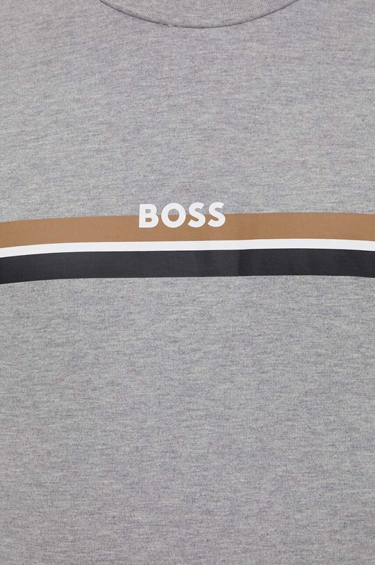 Хлопковый лонгслив BOSS серый 50515159