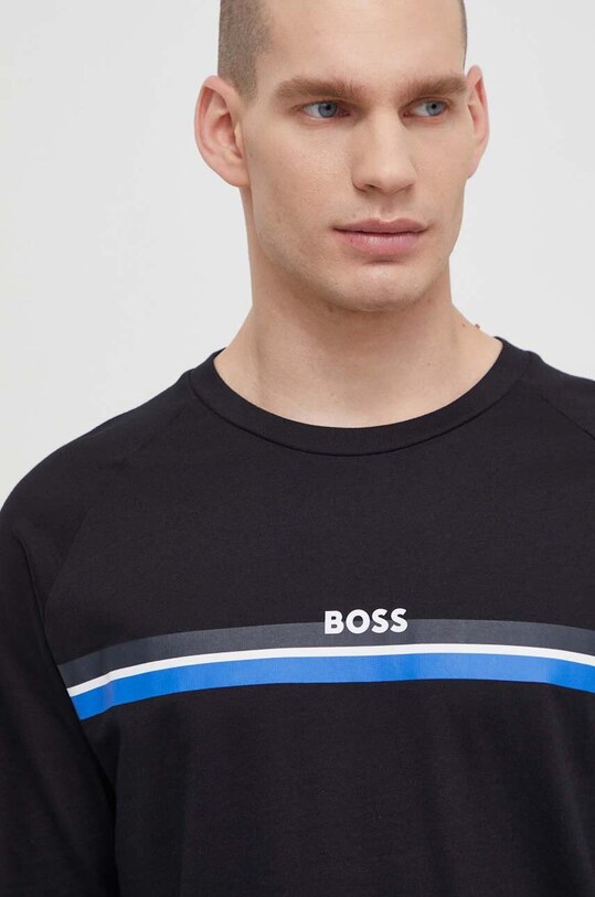 Одяг Бавовняний лонгслів BOSS 50515159 чорний