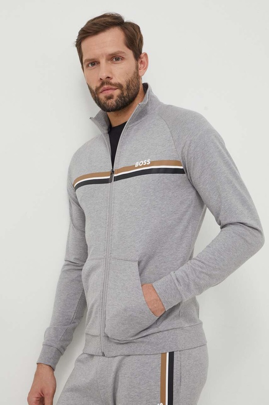 BOSS bluza bawełniana nadruk szary 50515160